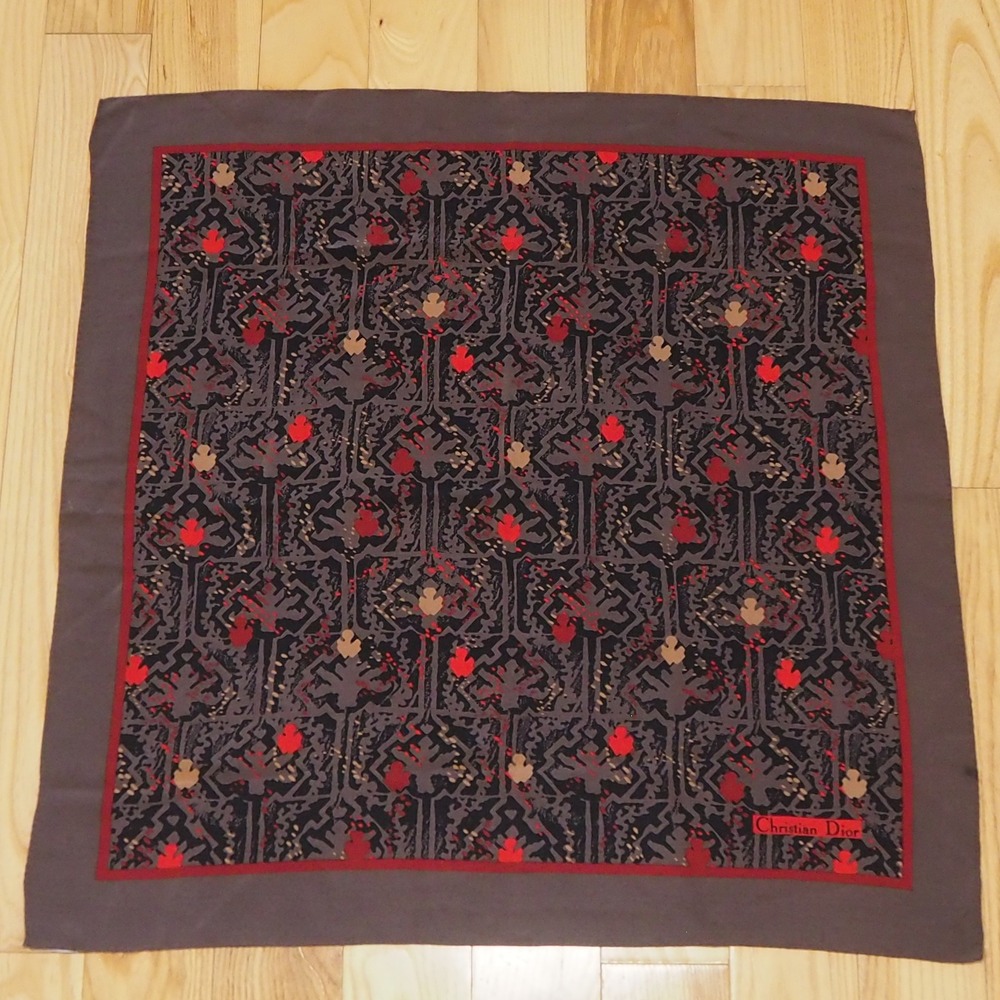 Vintage Christian Dior 100% Silk Scarf Geometric Floral Luxury